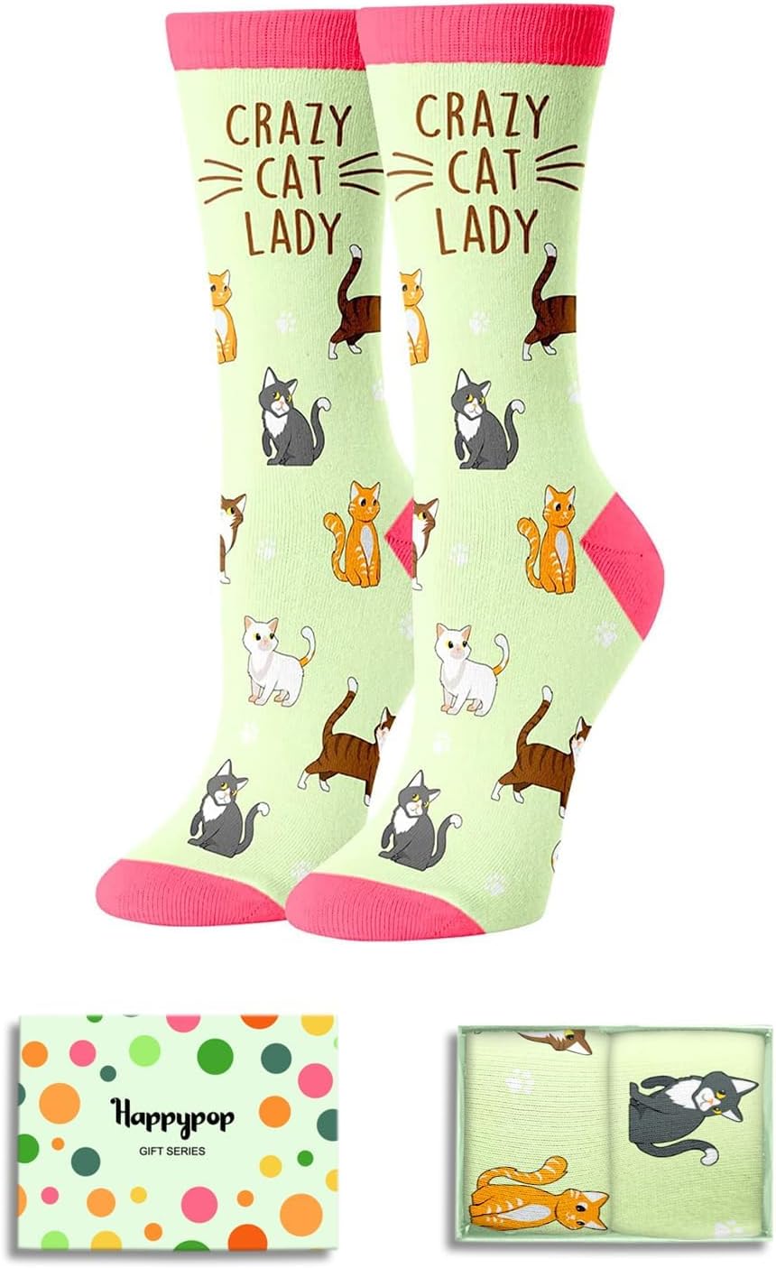 HAPPYPOP Crazy Chicken Socks for Women - Funny Crazy Chicken Cat Bee Lady Gifts for Lovers