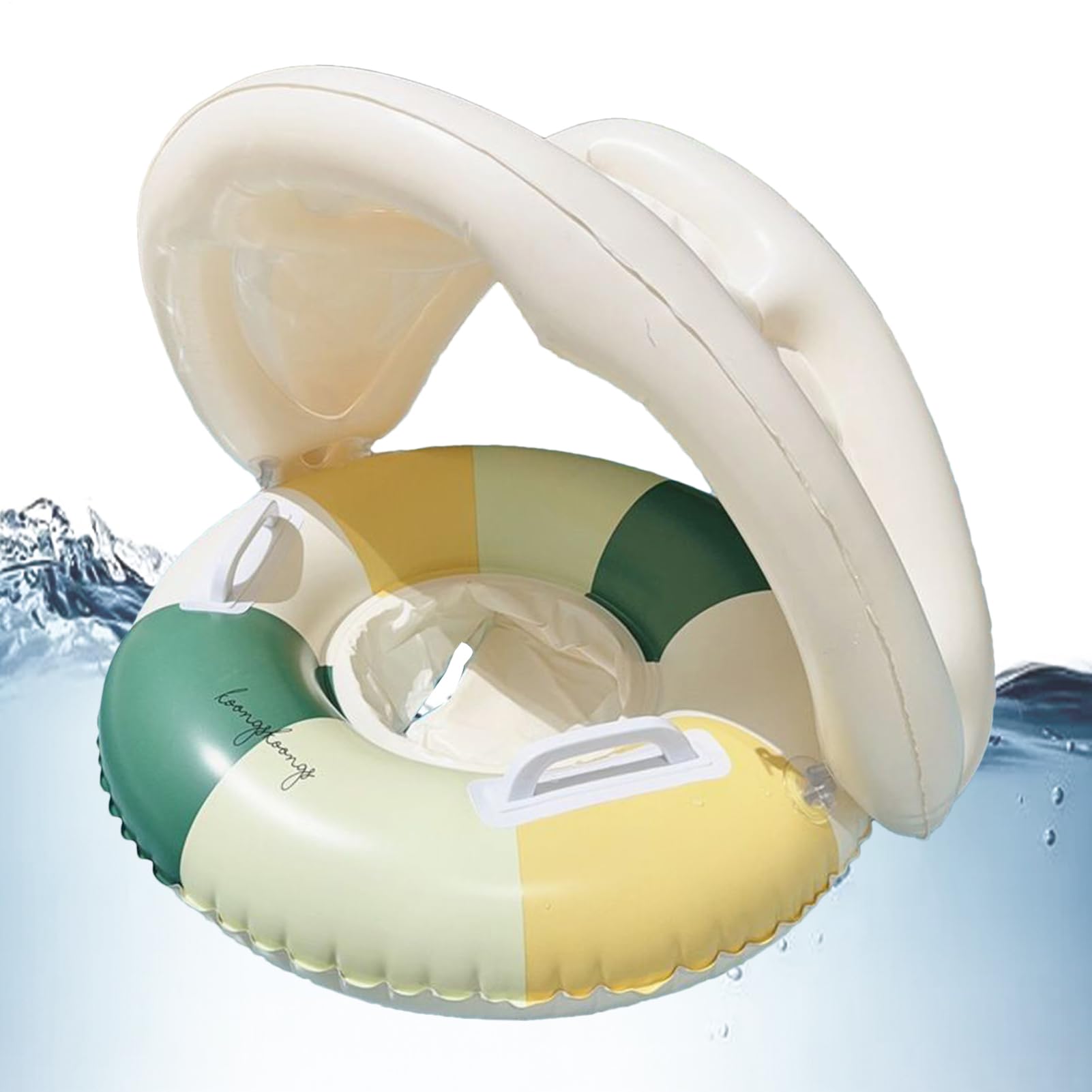 Baby Swimming Float With Canopy, Inflatable Retro Baby Swimming Pool Floats Ring