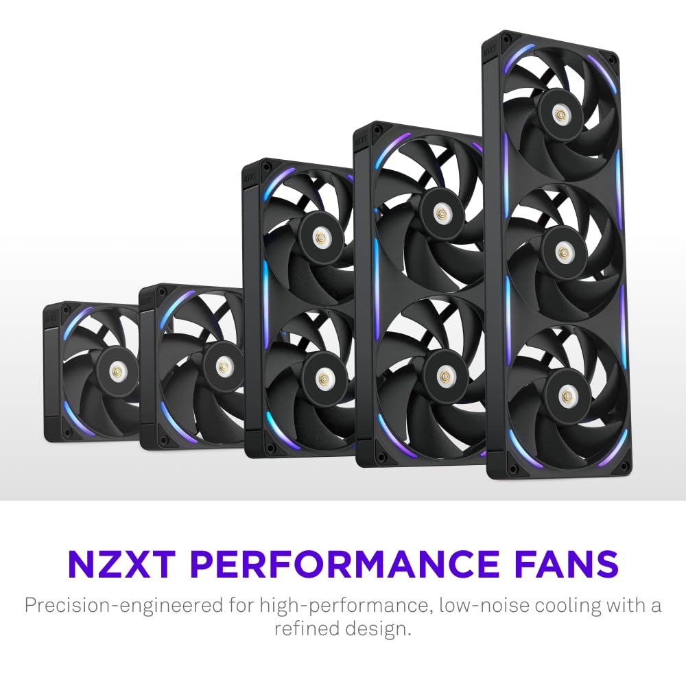 NZXT F240X - Wentylator Wydajnościowy RGB PWM single-frame 240mm - Czarny | Zestaw single-frame 240mm z dwoma wentylatorami RGB 120mm. Maks. airflow i ciśnienie statyczne, podświetlenie przez CAM.