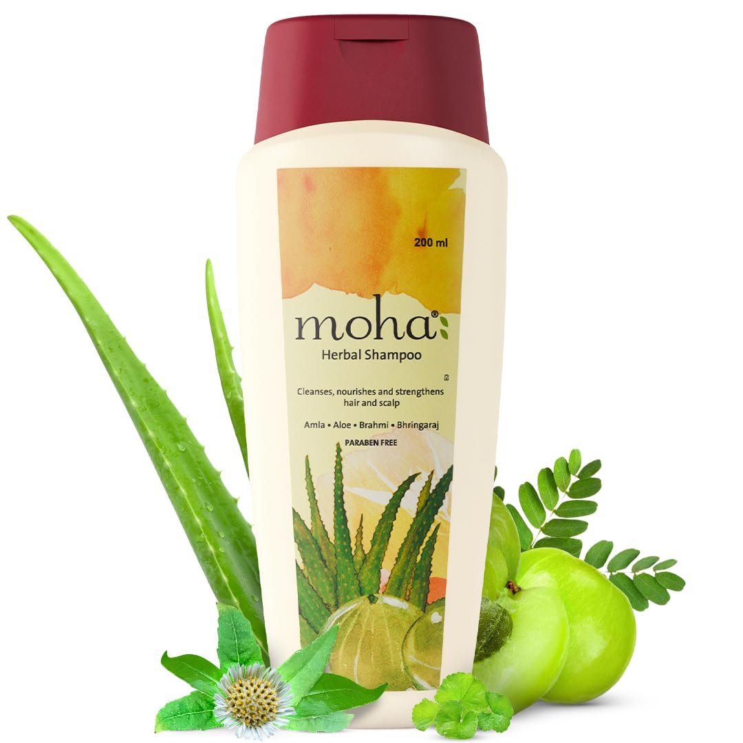 Moha Herbal Shampoo for Hair Growth & Anti-Hair Fall | Bhringraj & Amla Enriched Daily Use Shampoo | Nourishing Herbal Hair Cleanser | Strengthens Roots & Restores Natural Shine – 200ml