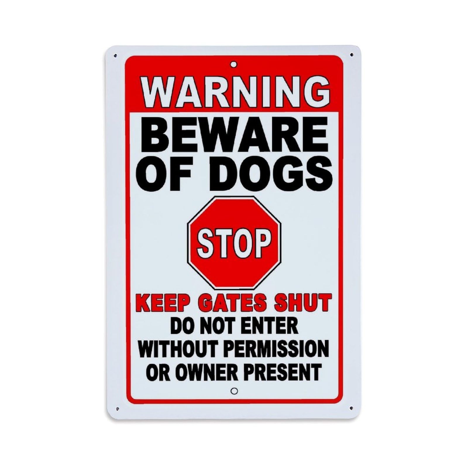 Nestemfo Vintage Warning Beware Of Dogs Sign_1 Tin Sign Metal Sign, Living Room,Bar, Home, Bedroom Wall Decor,Retro Metal Poster 8X12 Inches