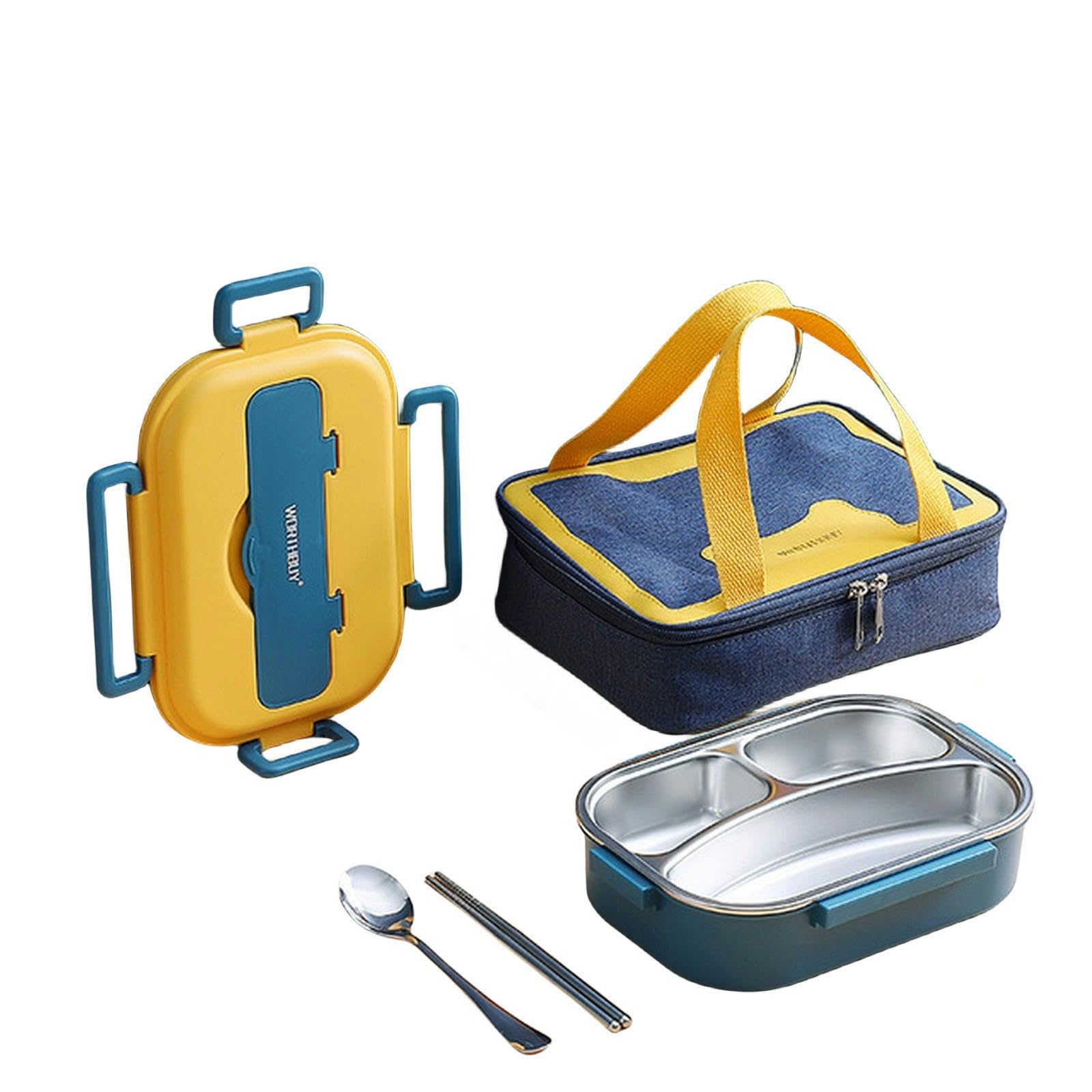 NOGRAX Porta Pranzo Box Pranzo Portatile Contenitore Di Cibo In Acciaio Inossidabile Per La Scuola Da Picnic Da Picnic Per Bambini Box Da Pranzo Alimentare Con Ciotola, Borsa