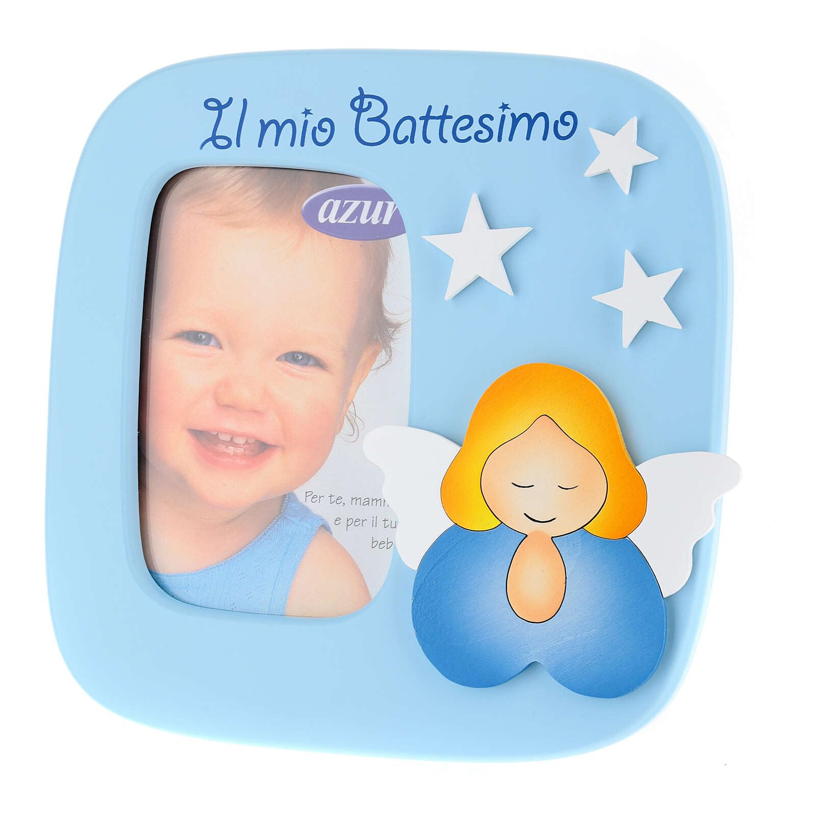 Photo Frame Azur Loppiano My Baptism, Blue Wood, 6x4 in