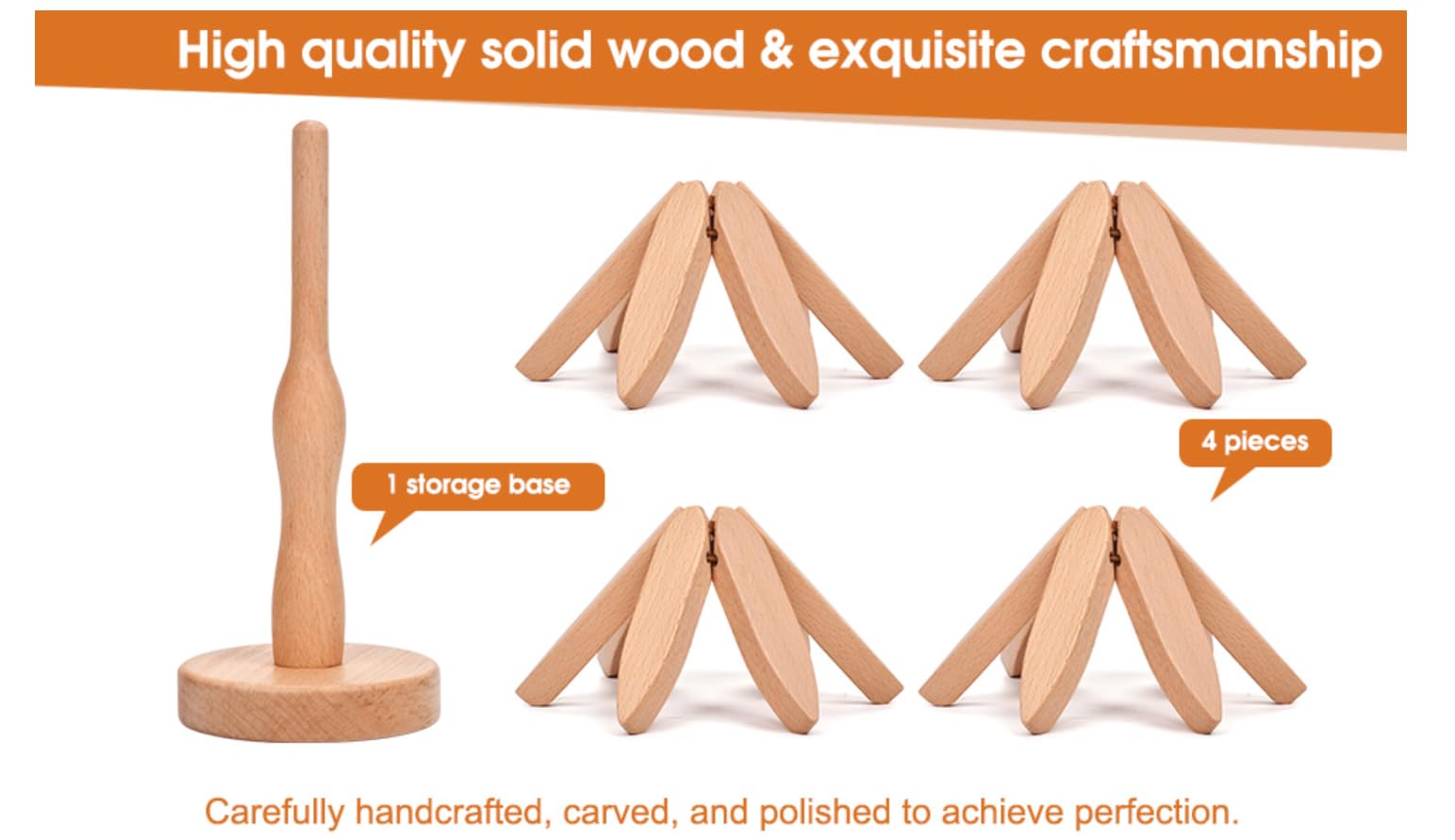 NOMIYAFIS Wooden Trivets for Hot Dishes, Tree Shape Coaster,for Pot/Bowl/Teapot/Hot Pot Holders Tree Shape Trivet Set,Trivets for Hot Dishes - 4 Wooden Trivet + 1 Stand?Beech Wood? (Burlywood)