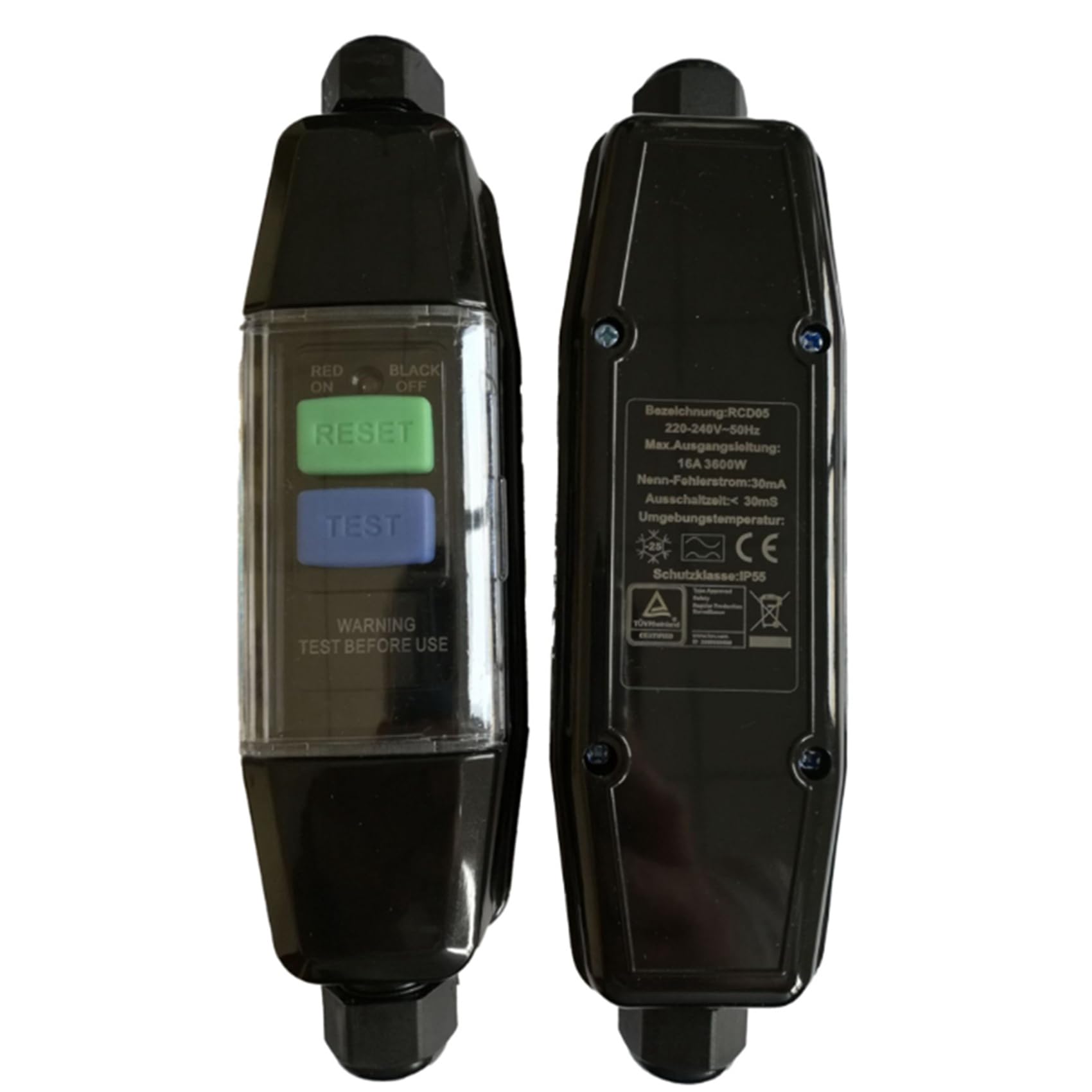 3X Conector RCD en Línea, Interruptor de Seguridad Intermedio PRCD, Protección Descargas Eléctricas en Exteriores, Herramientas Eléctricas.