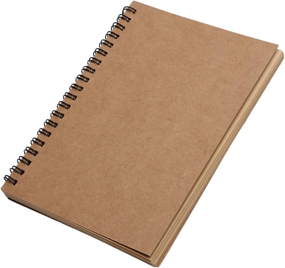 Kathope Ear Candle,Reeves Retro Spiral Bound Coil Sketchbook Brown Notebook Kraft Sketch Paper