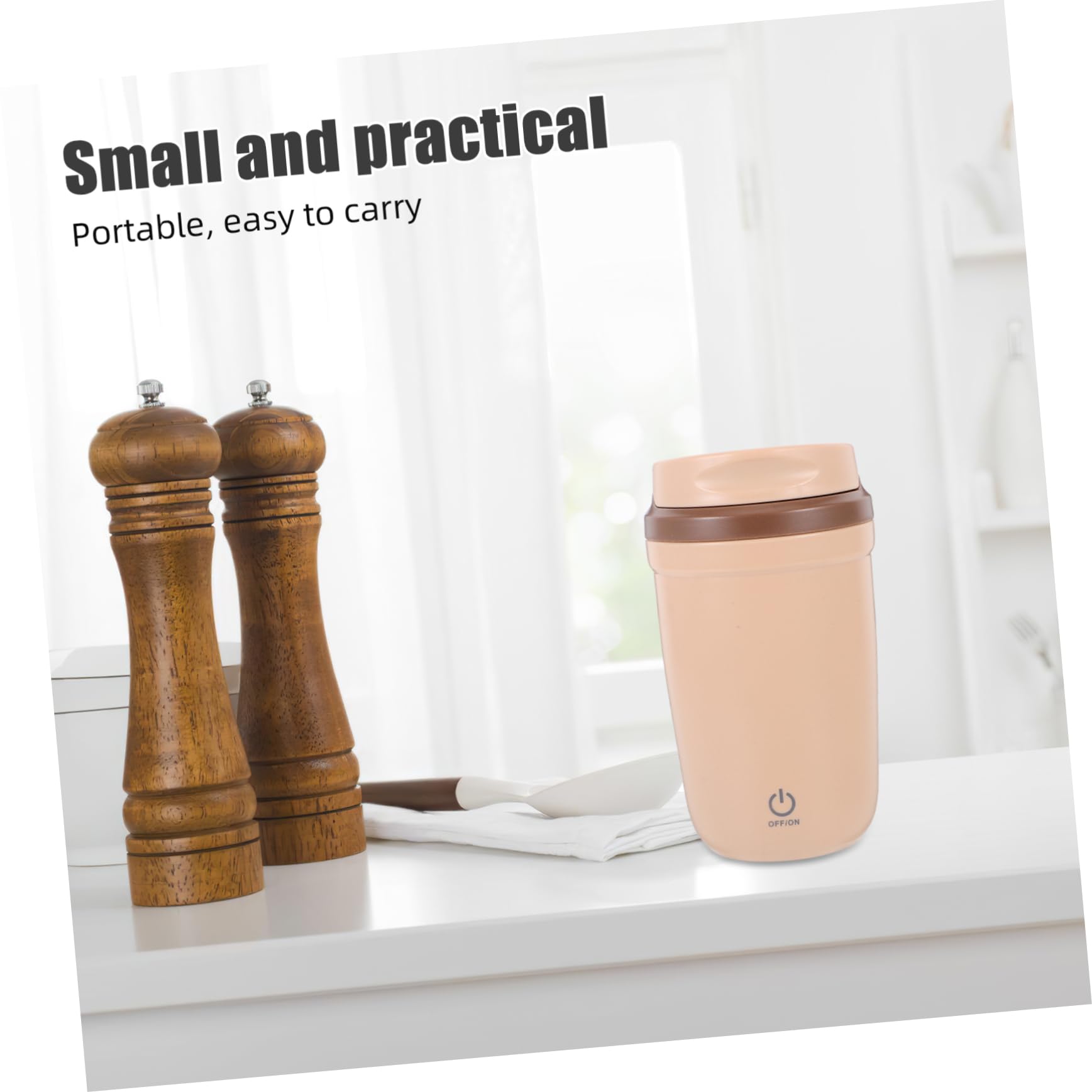 ULTECHNOVO Shaker Proteine Elettrico 400ml in Acciaio Inox Beige | Tazza Mescolatrice Ricaricabile, Abs Magnete e Rame, 400ml per Outdoor e Viaggio
