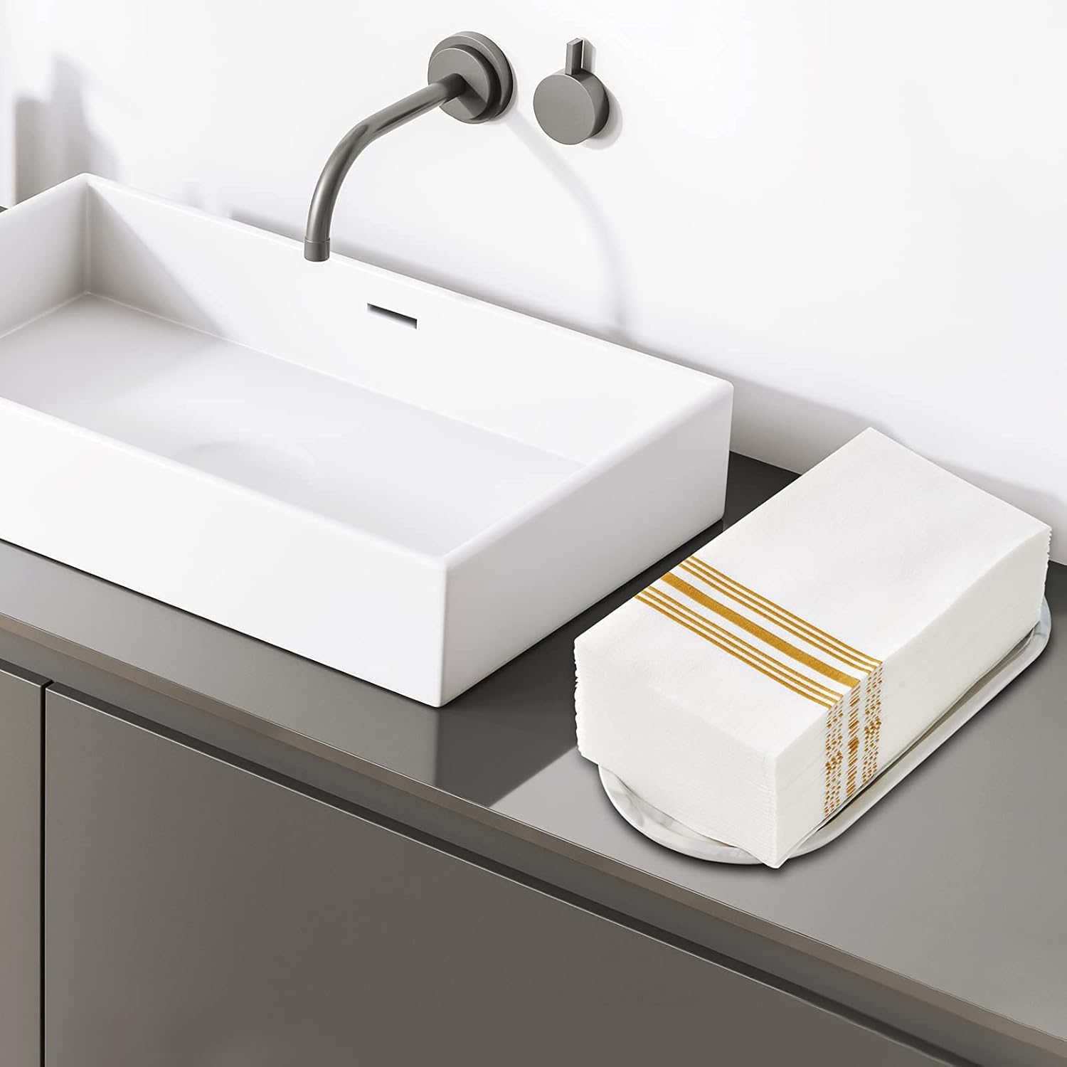 Vplus 300 PACK Guest Towels Disposable Bathroom, Decorative Bathroom Napkins Cloth Feel, Soft, and Absorbent Disposable Paper Hand Towel for Dinners, Kitchen, Parties, Weddings, Christmas Party