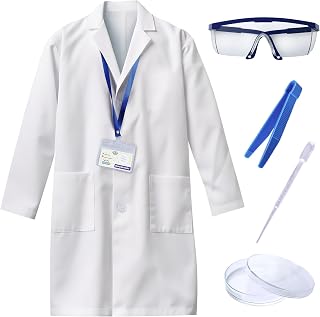 Kids Scientist Costume Lab Coat Doctor Pretend Play Toys Gift for Boys Girls with Goggles ID Card