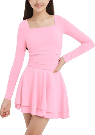 EXARUS Girls Dress Summer Padded Strapless/Short Sleeve/Long Sleeve Dresses