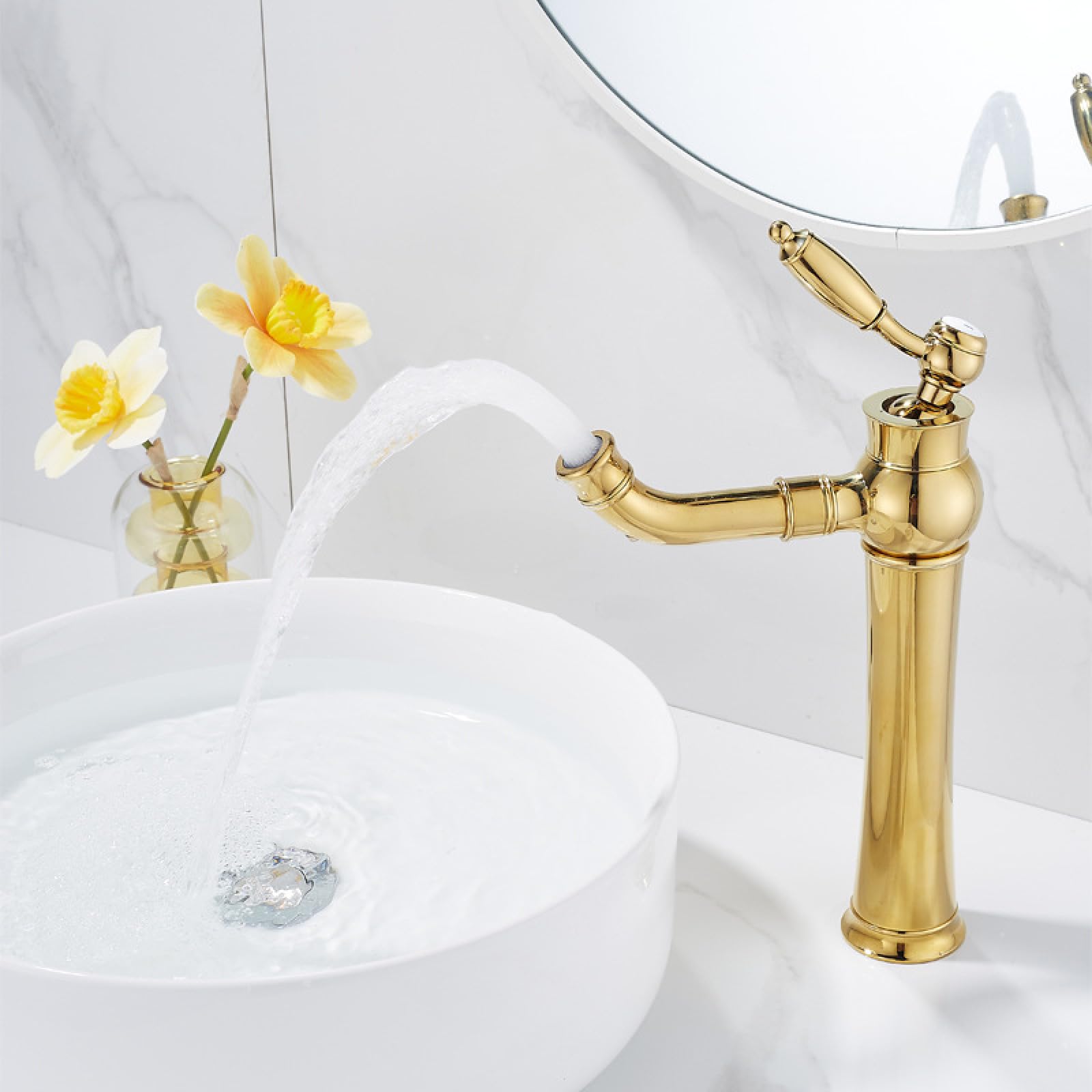 Grifo de cobre para agua fría y caliente, altamente chapado