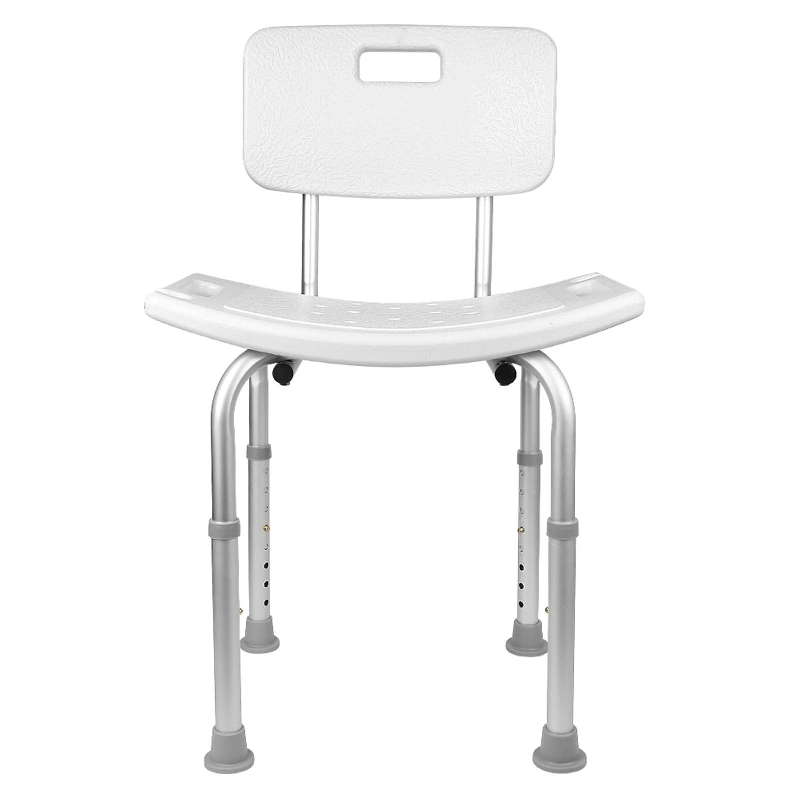 Silla de ducha, Mod. Olivo, marca europea, asiento de ducha, para personas mayores y discapacitadas, ayuda a la inodoro, regulable en altura, respaldo (51 x 26 x 70 - 83,5 cm)