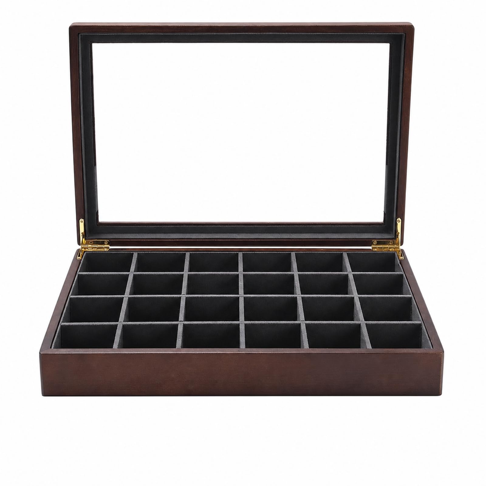 Colcolo Vassoio Esposizione Gioielli Porta Gioielli Cassettina Espositiva Scatola Organizer con Coperchio Trasparente E Divisori 12 Sezioni in Legno Rifinito, style to 1