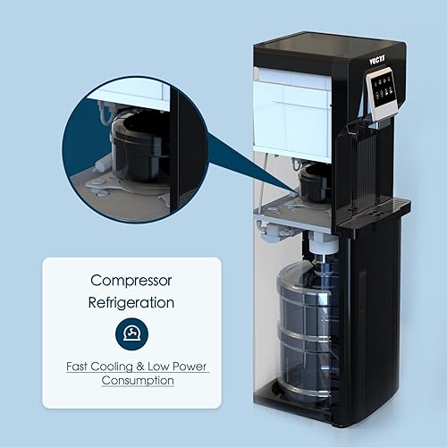 Miniatura 5 de VECYS Enfriador de agua de carga inferior con máquina de hielo, suministro de agua fría con fabricación diaria de hielo de 18 libras, compatible con