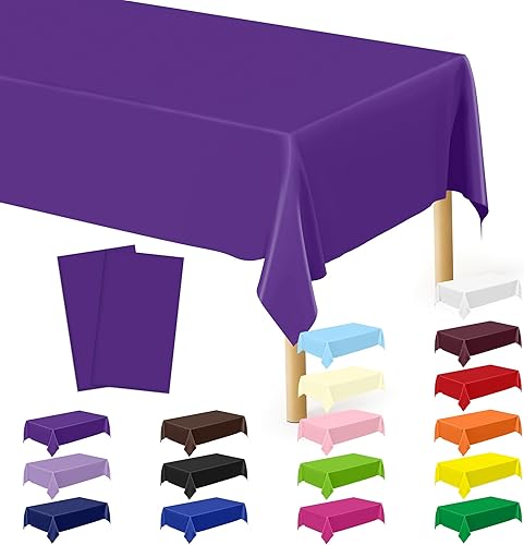 Miniatura 31 de Paquete de 4 manteles desechables de plástico para fiestas, 54" x 108" manteles rectangulares blancos y dorados, mantel impermeable para mesas Punto