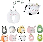 2-in-1 Travel Pillow for Kids - Soft and Adorable Animals Plushie That Converts into a U-Shaped Neck Pillow for Ultimate Comfort During Airplane, Train, Bus Trip (Pink Unicorn)