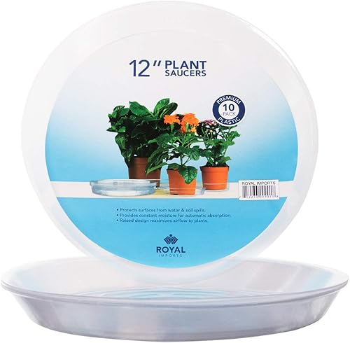 Royal Imports Plato de plástico para maceta, bandeja de goteo transparente, plato desechable para maceta, forro de drenaje de humedad para el hogar