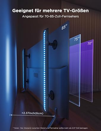 Govee LED Light Bar 31 Inch RGBIC TV Light Strip TV Backlight for 70-85 Inch TV Light Bar for Decoration Works with Alexa and Google Assistant Pack of 2 [Energy Class G]
