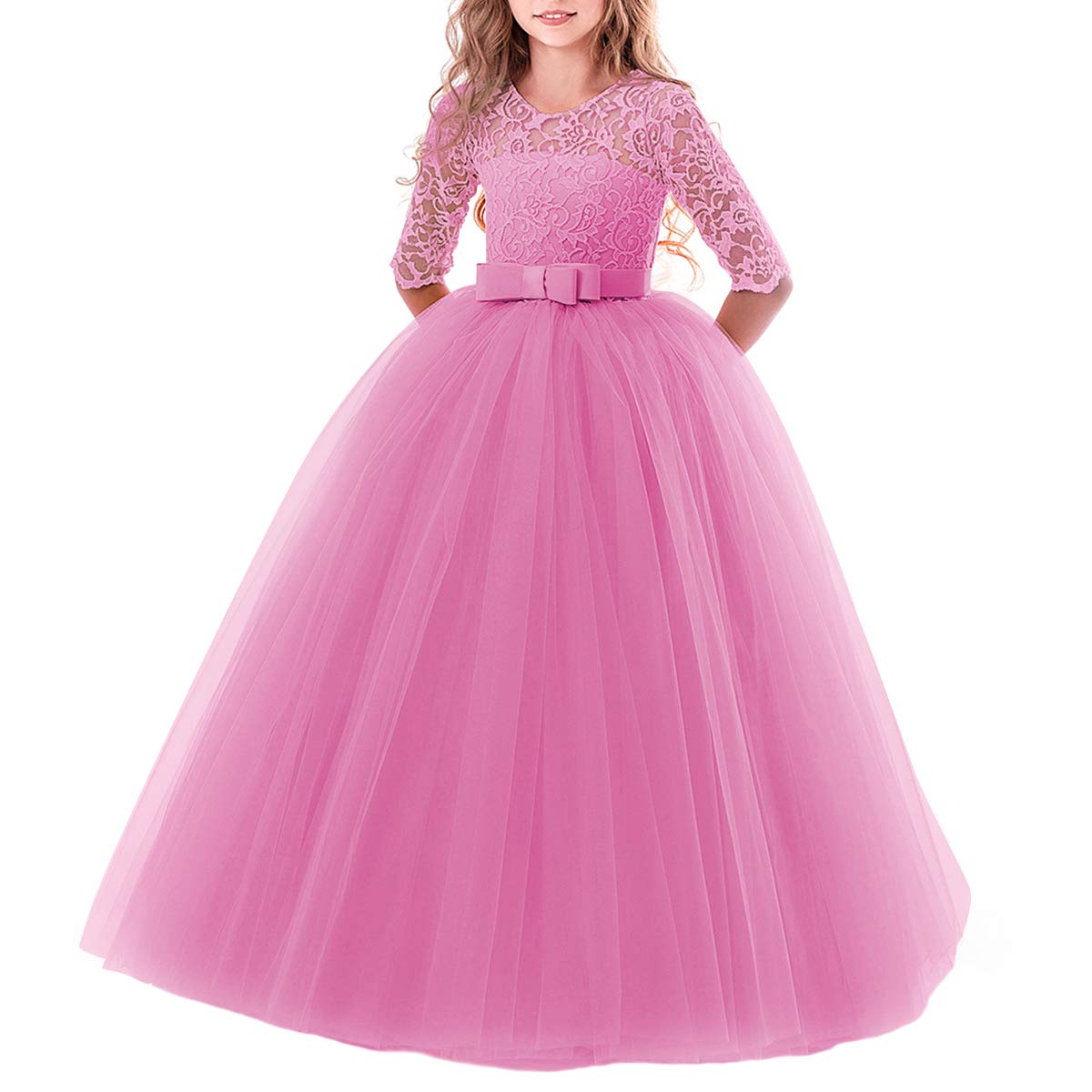 IBTOM CASTLE Vestido de princesa para niña, vestido de fiesta, boda, dama de honor, de tul y encaje, vestido de cóctel, elegante, vestido de noche largo, comunicación, tallas 104-152