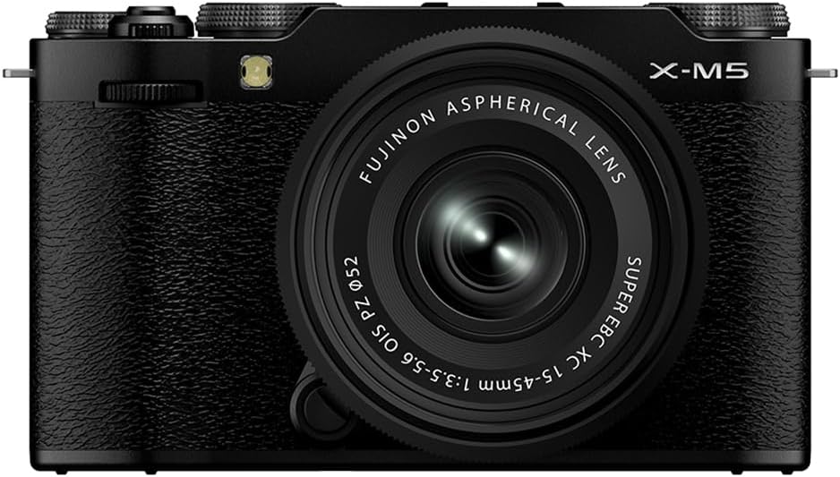 Fujifilm X-M5 Mirrorless Camera with XC 15-45mm f/3.5-5.6 OIS PZ Lens, Black, Bundle with 64GB Memory Card, Camera Case