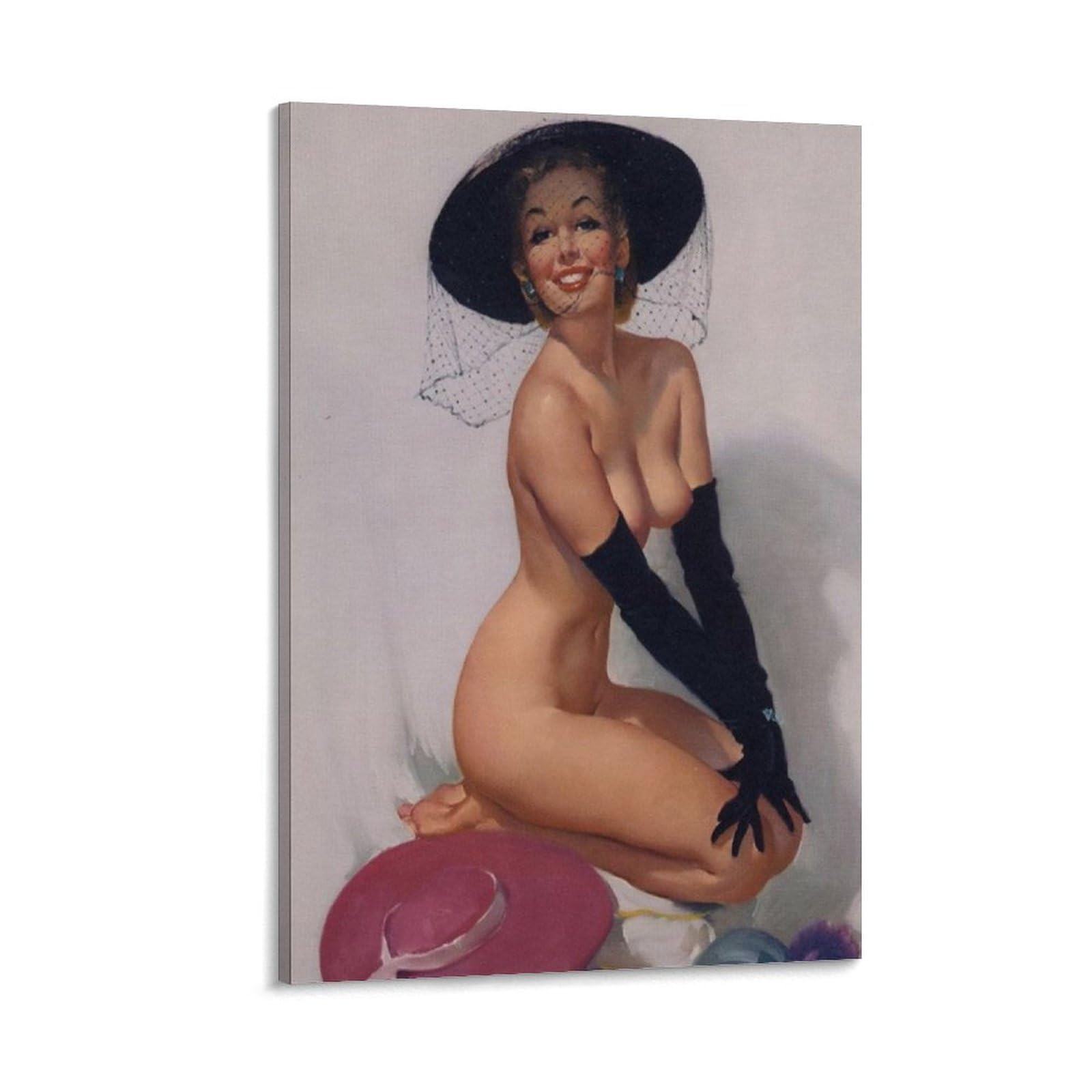 MOJDI American Artist GIL ELVGREN Vintage Pin-up Girls Posters for Room Aesthetic 47 Canvas Painting Wall Art Poster for Bedroom Living Room Decor 16x24inch(40x60cm) Frame-style