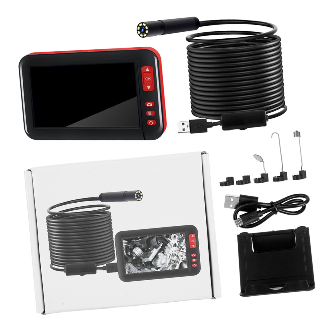 OUNONA Écran Lcd Industriel de 4 3 Pouces de Diamètre 8 Mm pour L'inspection Du Moteur L'entretien Des Voitures Et L'endoscope