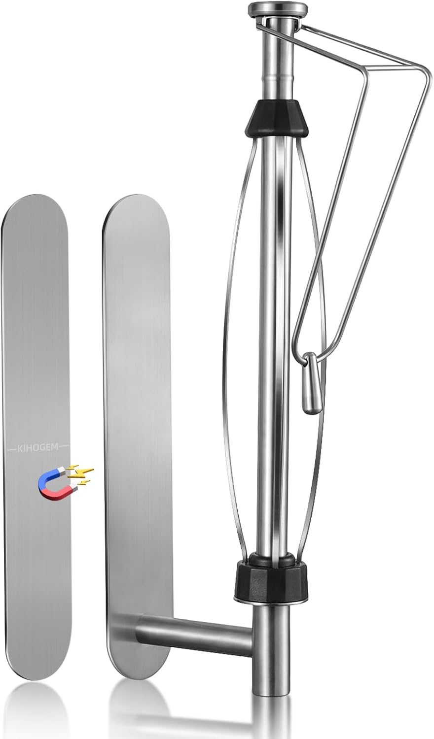 KIHOGEM Magnetic Paper Towel Holder for Fridge, Stainless Steel Paper Towel Holder Magnetic with Gravity-Weighted Arm, Kitchen Paper Towel Holder with 2 Metal Plates for Wall, Cabinet, RV