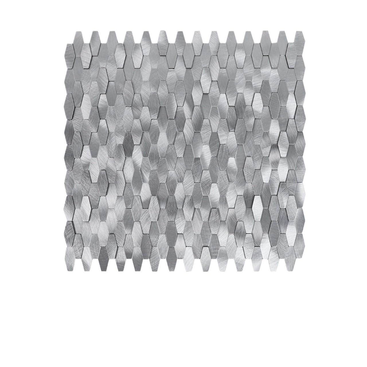 Metal splashback 3D Diamond Self-Adhesive Mosaic Wall Stickers, Aluminum Composite Panel Background Tiles for Living Room and Bar Counter(Sliver)