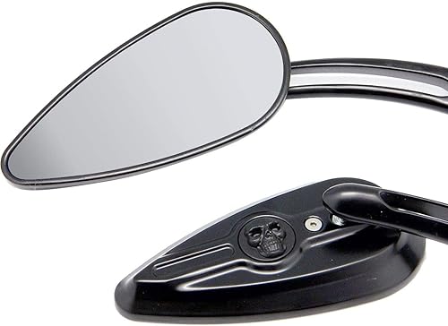 Miniatura 4 de 1 par de espejos de motocicleta CNC negro 3D Skull TearDrop compatibles para 2018 Kawasaki Z900