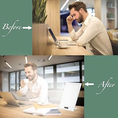 Miniatura 7 de Lámpara de terapia de luz UV 12000 Lux con simulación de amanecer y atardecer, luz de despertador con brillo ajustable de 40 niveles, 5 función de