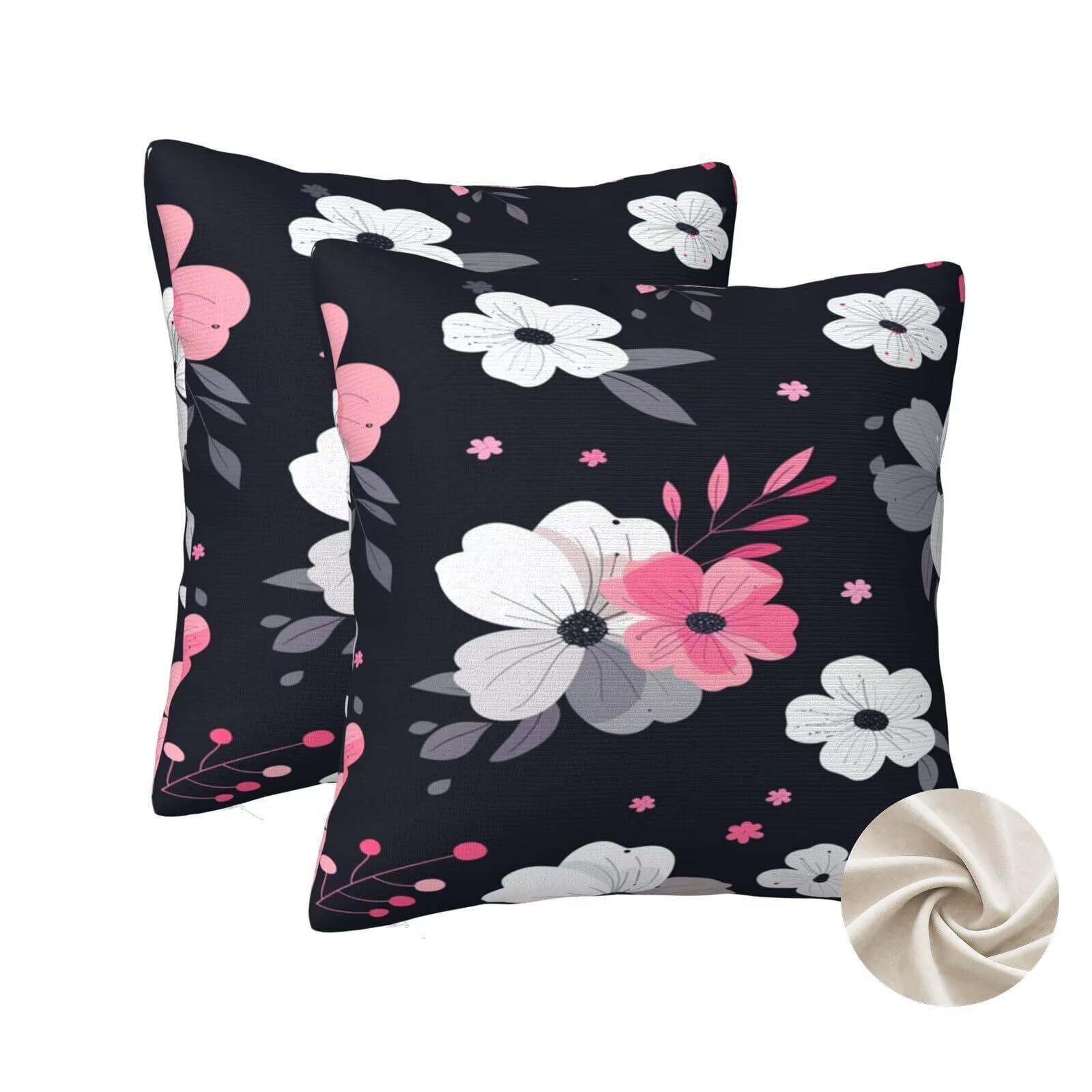 Housses de coussin 70x70 cm noir en lot de 2 pour canapé et lit