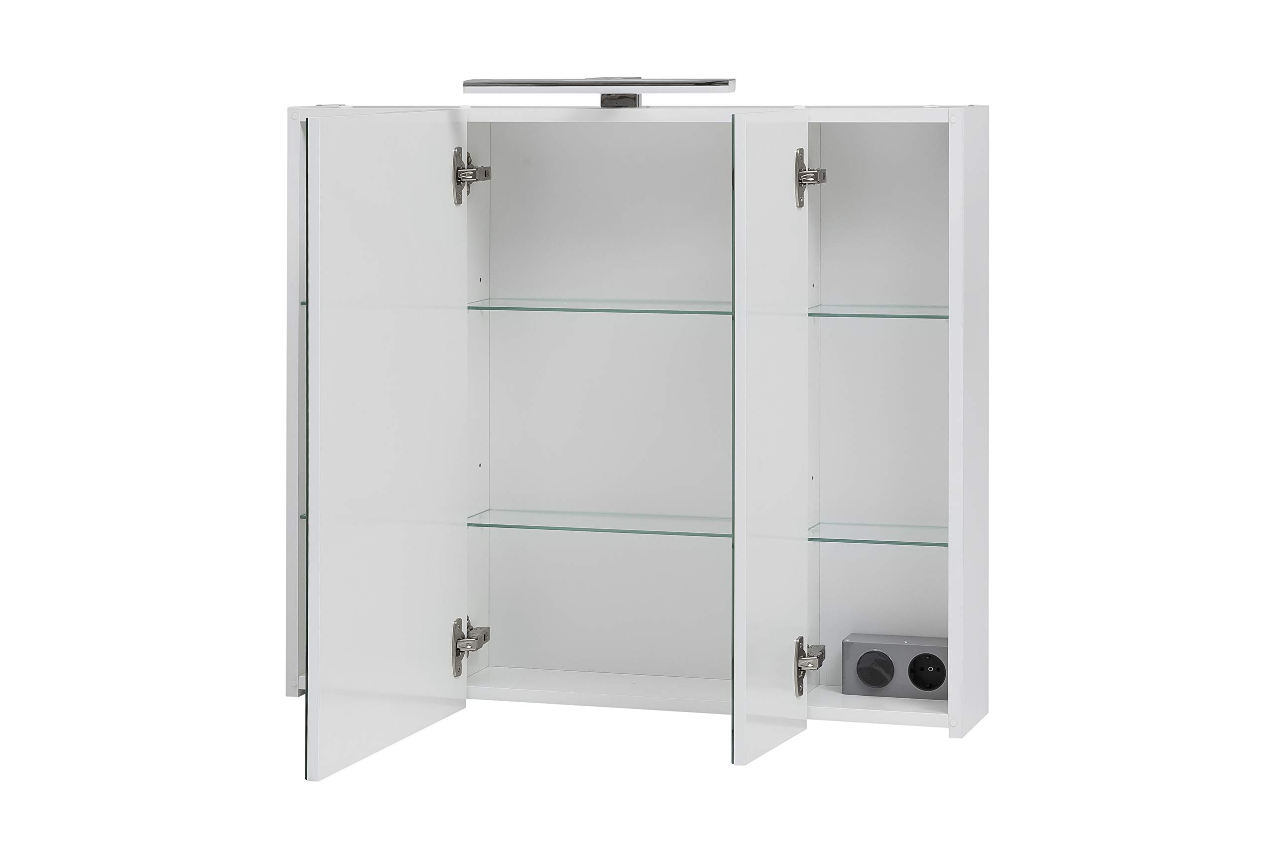 Schildmeyer Limone Armoire De Toilette avec Miroir, Matériau Dérivé du Bois, Blanc Mat, 80 x 74,4 x 16 cm