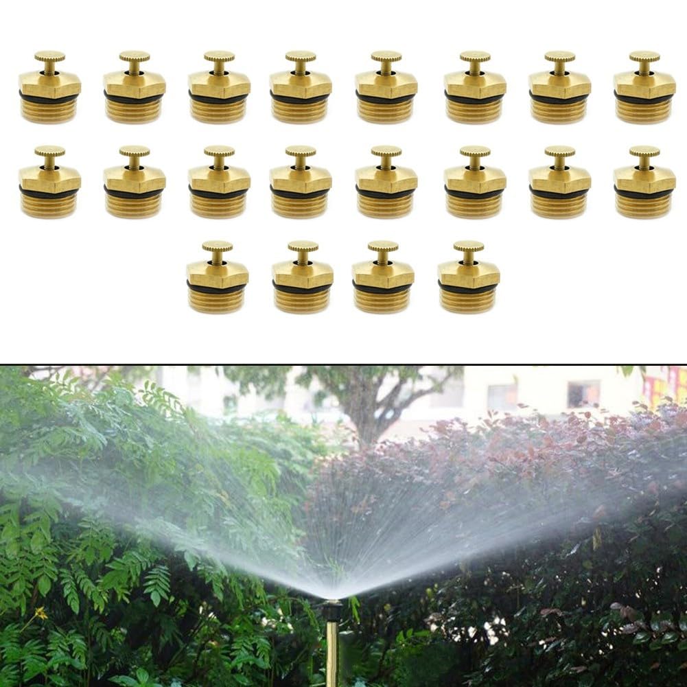 8 Stück Messing-Sprinklerdüsen mit 360 Grad verstellbarem Sprühnebel, geeignet für landwirtschaftliches Gemüse, Rasenbewässerung und industriellen Einsatz (20 Stück)