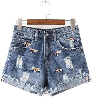 Pantalones Cortos De Mini Loose Vintage Mujer Fashion Girl Tamaños Cómodos Jeans  Jeans Denim Jeans Denim Elegante Verano Pantalones Agujero con Bordado  Lindo (Color : Blau, Size : M): Amazon.es: Ropa