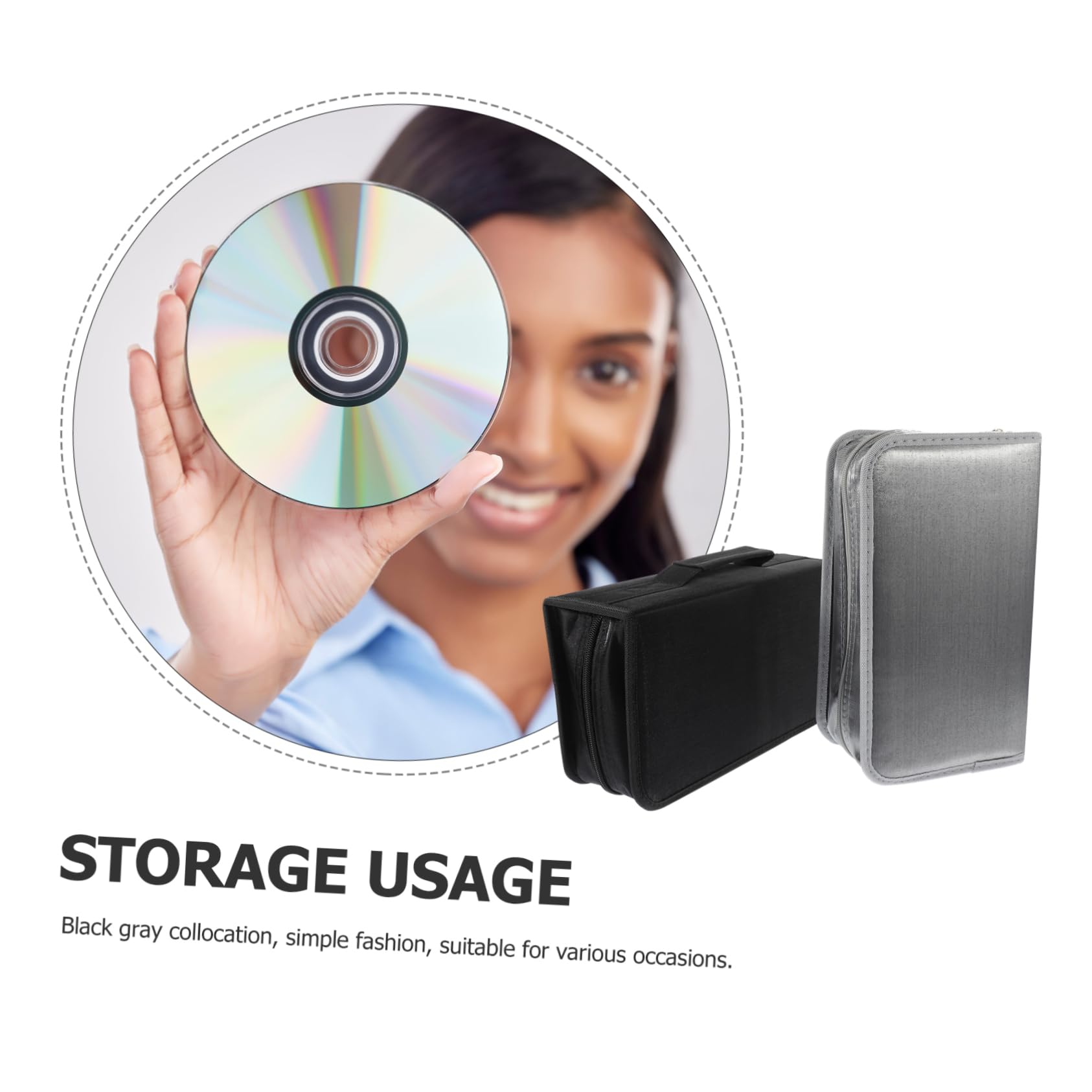 Custodia per CD e Dvd Maniglia, Capacità 128 Dischi, Tessuto Mercerizzato, Riutilizzabile, 2 Pezzi, per Casa e Viaggio
