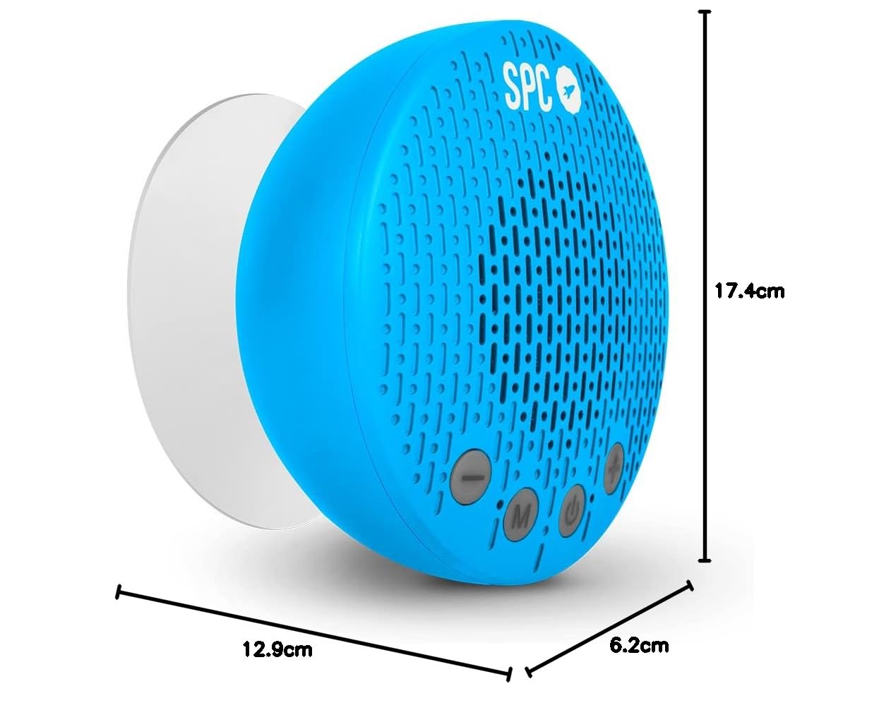 SPC Splash 2 Bezprzewodowy głośnik Bluetooth 5.0 do prysznica z przyssawką IPX5, radio FM, zestaw głośnomówiący, mikrofon, niebieski