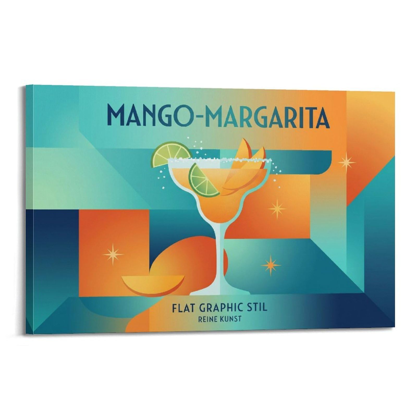 OKAHYS Mango Citrus Poster Cocktail Beach Vacation Mixology Vintage Modern Decorative Canvas Prints - Ideal Wall Art for Family, Man Cave, Game Room, Boys & Girls Bedroom 20x30inch