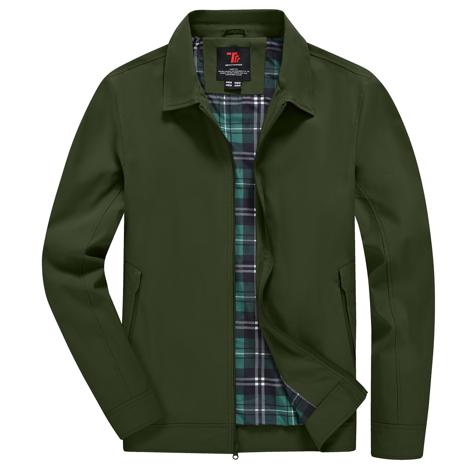 YSENTO Men's Light Jackets Lightweight Bomber Jackets Collared Work Golf Windbreakers with Zip Pockets