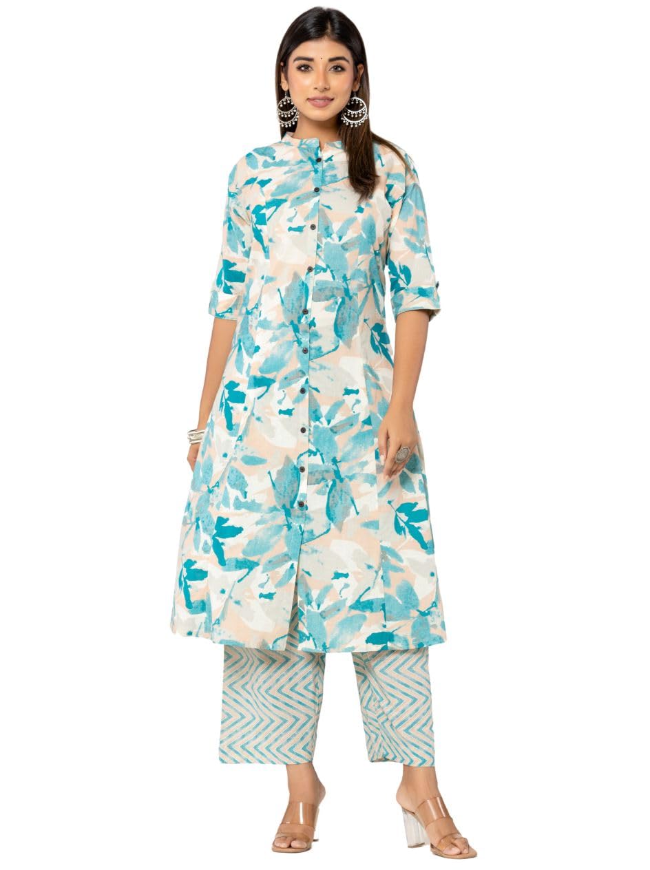 rytras Women's Cotton Printed A-Line Kurta with Palazzo Pant Set-picture-21