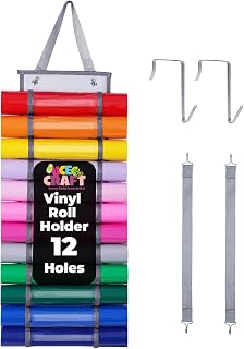 UCEC 12 Compartment Vinyl Roll Storage Organizer, Clear PVC, Hanging Wall Mount for Cricut Vinyl, Gift Wrap, Craft Paper