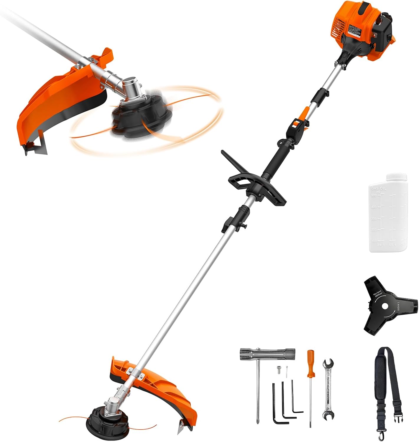 New 26CC Gas Powered Weed Wacker, 2-Cycle Engine String Trimmer with Easy Start, Comfortable Handle & Shoulder Straps for Garden Lawn and Edge Trimming