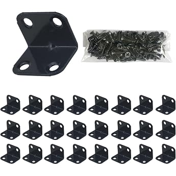 Angle Connector Set of 24 Metal Angle 90 Degrees Stainless Steel Heavy Duty Mounting Bracket for Wood Wood Connector Furniture Angle Small Angle Mounting Angle for Indoor and Outdoor Use Black