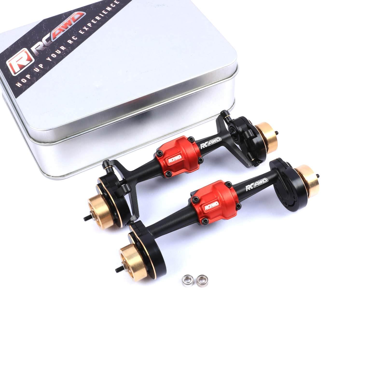 RCAWD Brass Weighted Front & Rear Portal Axle Set for Hobby Plus CR-18P Rock Van, T-Hunter, Trail Hunter Upgrades Parts Black