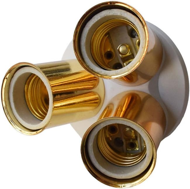 Uniox Ceramic Lampholder Splitter Medium Sockets Adapter Gold 3 in 1