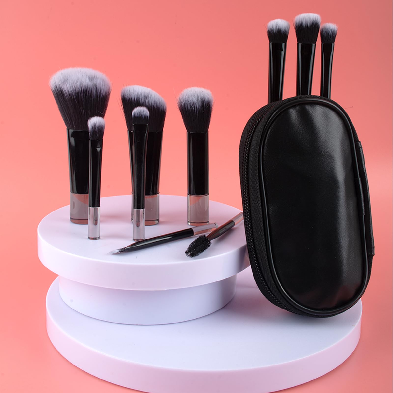 AWAVM Travel Makeup Brush Set,Makeup Brush Kit,10PCS travel makeup brush Set including Storage Bag,Pouch Portable Travel Size Makeup Brushes for Foundation Brush Blush Powder (black) - Image 3