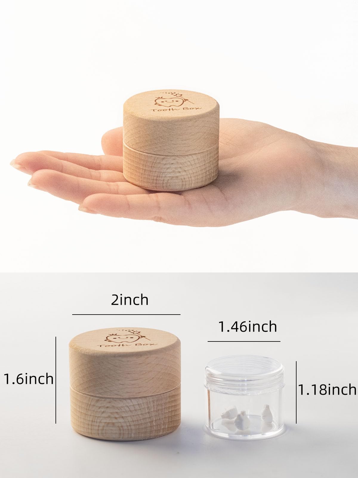 2 Cajas Hada Dientes Yuntop - Madera Natural Recuerdo Dientes Leche