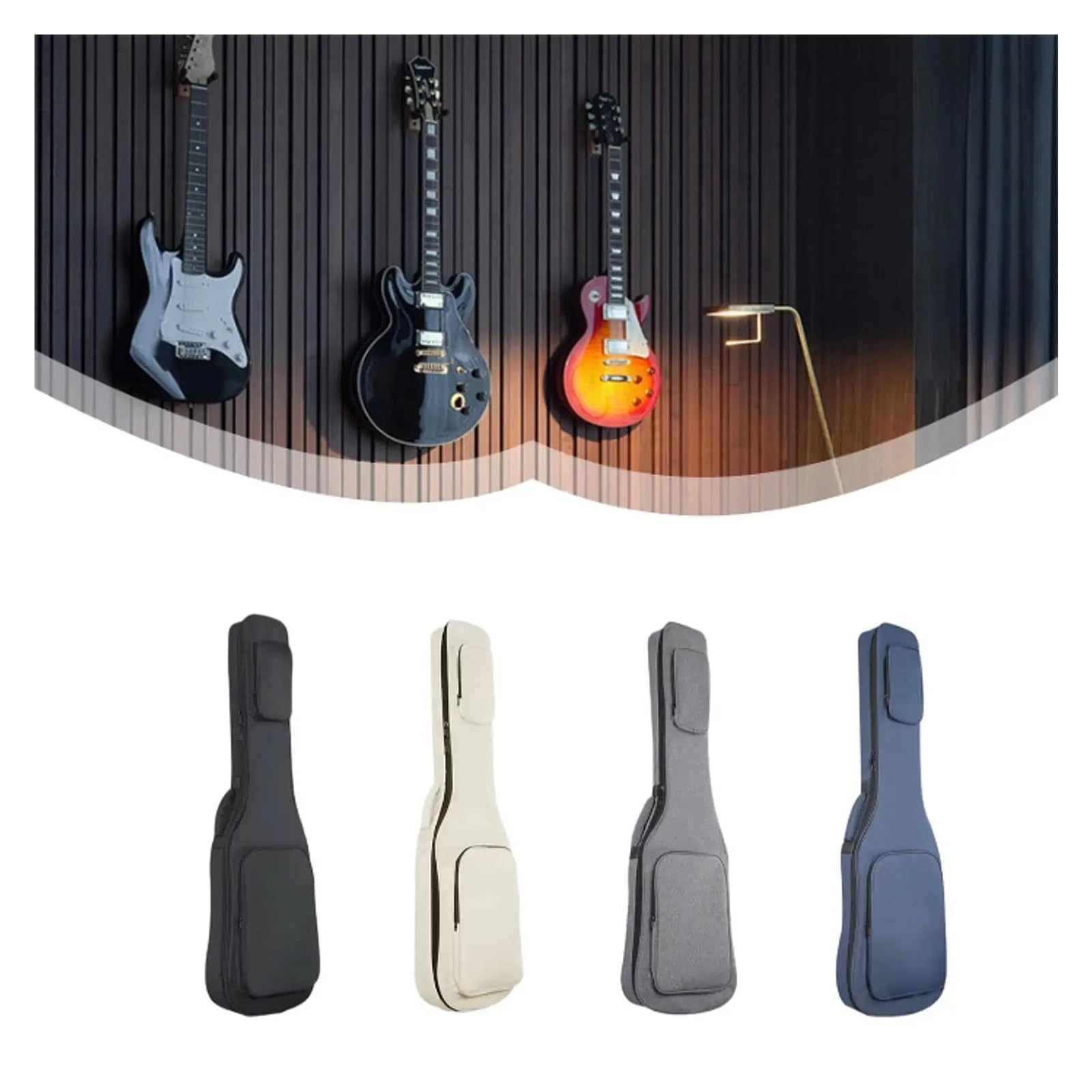 Funda para Guitarra Bolsa for bajo eléctrico, Ligera, Impermeable, a Prueba de Golpes, con Acolchado Grueso y Doble(Grey)