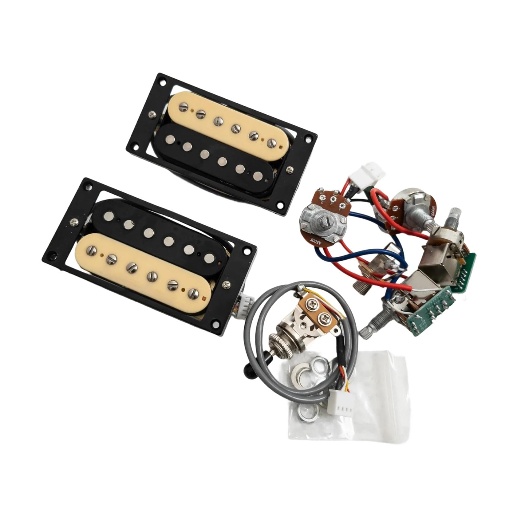 Profesjonalny Uprząż Gitarowy Zestaw Okablowania Przetwornika 2V2T Bez Lutowania Push Pull Z Pojedynczą/podwójną Cewką Do Gitar Zawiera Kompletną Wiązkę Przewodów(Zb Bk 2V2T)