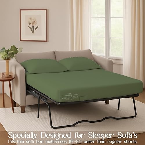 Miniatura 40 de Juego de 4 piezas para sofá cama, 100% algodón de 400 hilos, sábana bajera con bolsillos profundos, suave, sin arrugas y transpirable, calidad