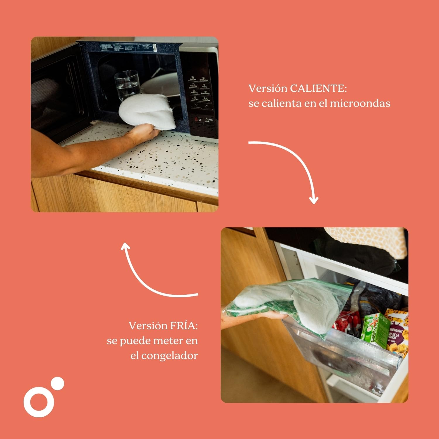 doomoo Almohadilla Térmica Snoggy Mom - Alivia el dolor menstrual, la endometriosis y el dolor posparto. Puede usarse caliente o fría. Almohadilla térmica para microondas - Forma ergonómica, Sand